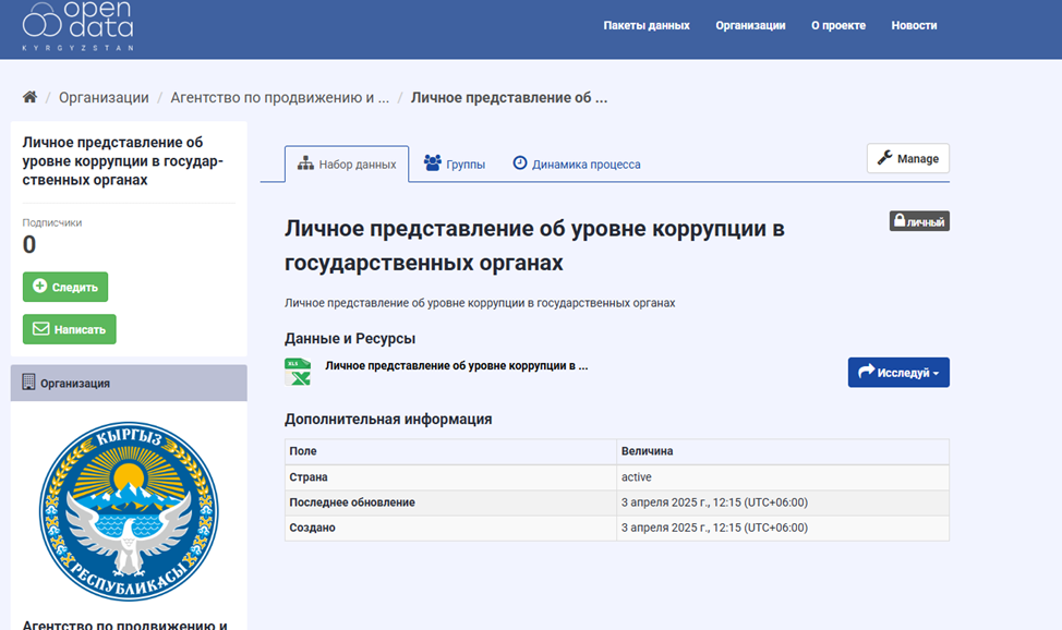 Новый набор данных